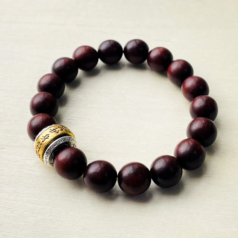 Buddha Stones Small Leaf Red Sandalwood Amulet Protection Bracelet - 10mm(Wrist Circumference 14-15cm) - image 4