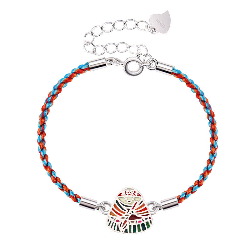 Buddha Stones 925 Sterling Silver Zongzi Pattern Luck Multicolored Handcrafted Bracelet - image 7