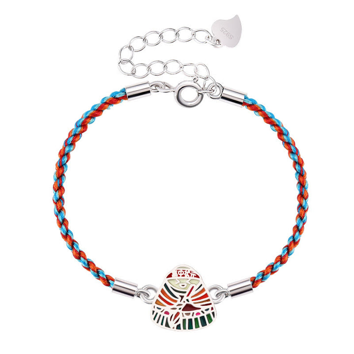Buddha Stones 925 Sterling Silver Zongzi Pattern Luck Multicolored Handcrafted Bracelet - image 7