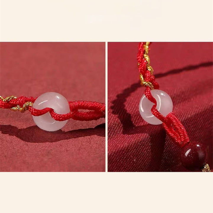 Buddha Stones Natural Cinnabar Jade Peace Buckle Blessing Bracelet - image 21