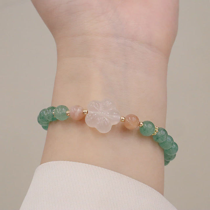 Buddha Stones Natural Green Strawberry Quartz Chalcedony Flower Gratitude Bracelet - image 7