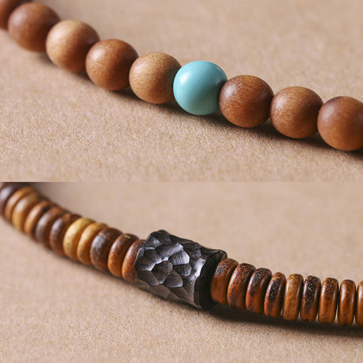 Buddha Stones Sandalwood Turquoise Protection Double Wrap Bracelet - image 5