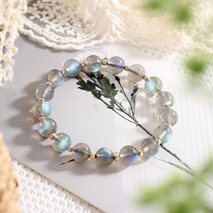 Buddha Stones 14k Gold Plated Natural Moonstone Healing Love Bracelet - image 6