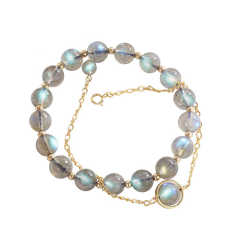 Buddha Stones 14k Gold Plated Natural Moonstone Healing Love Bracelet - image 4