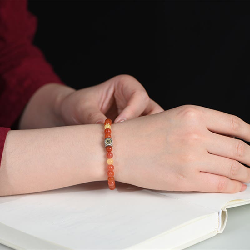 Buddha Stones 925 Sterling Silver Chinese Zodiac Natal Buddha Amulet Red Agate Amber Self-acceptance Bracelet - image 6