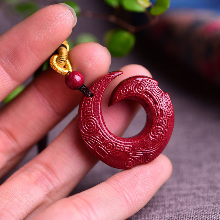 Buddha Stones One's Luck Improves Design Patern Natural Cinnabar Blessing Necklace Pendant - image 5