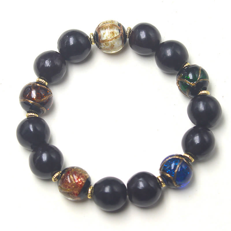Buddha Stones Western Soapberry Incense Ash Liuli Glass Bead Wealth Bracelet - image 5