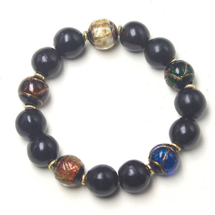 Buddha Stones Western Soapberry Incense Ash Liuli Glass Bead Wealth Bracelet - image 5
