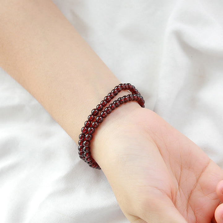 Buddha Stones 14K Gold Plated Natural Garnet Strawberry Quartz Stability Double Wrap Bracelet - image 10