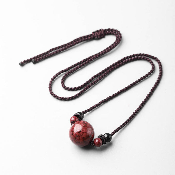 Buddha Stones Natural Cinnabar Stones Bead Blessing Necklace Pendant - image 5