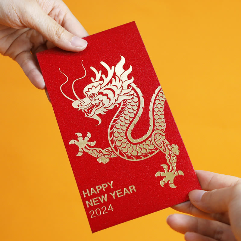 Buddha Stones 6Pcs Chinese Red Envelope Year of the Dragon Lucky Money Envelopes 2024 Chinese New Year Dragon Year Envelope - image 4