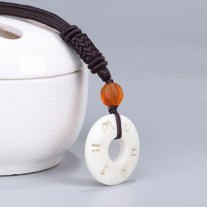 Buddha Stones Ivory Fruit Om Mani Padme Hum Engraved Protection Necklace Pendant - image 5