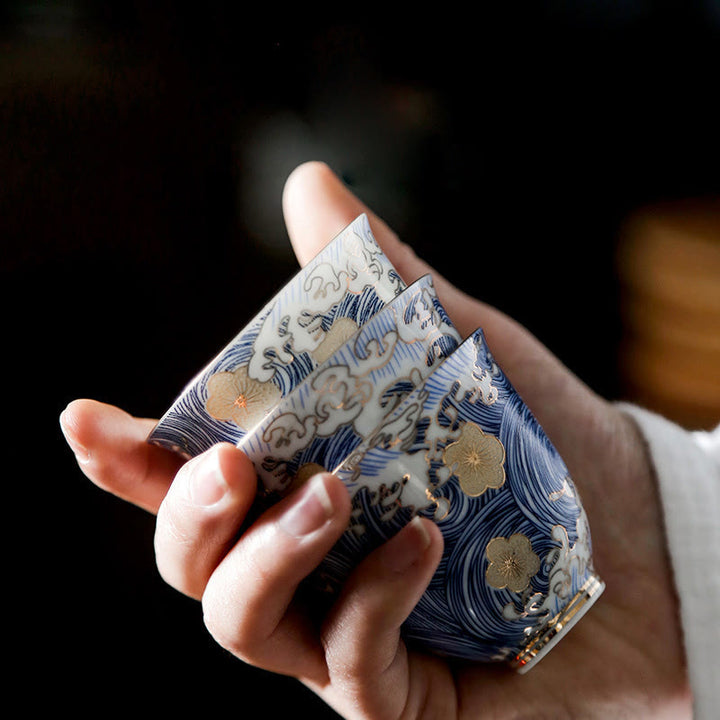 Buddha Stones Vintage Ocean Sea Waves Ceramic Teacup Tea Cups - image 3