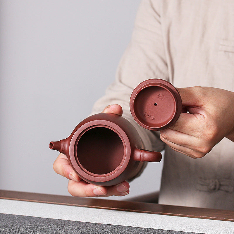 Buddha Stones Handmade Vintage Bamboo Purple Clay Kung Fu Teapot - image 2