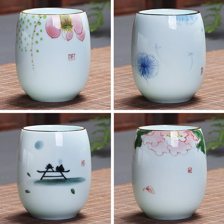 Buddha Stones Koi Fish Lotus Landscape Dandelion Peony Flower Ceramic Teacup Kung Fu Tea Cup - image 25