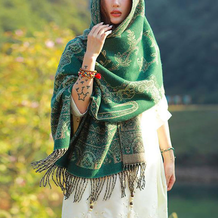 Buddha Stones Vintage Tibetan Leaves Pattern Design Shawl Cozy Travel Scarf Wrap - image 26