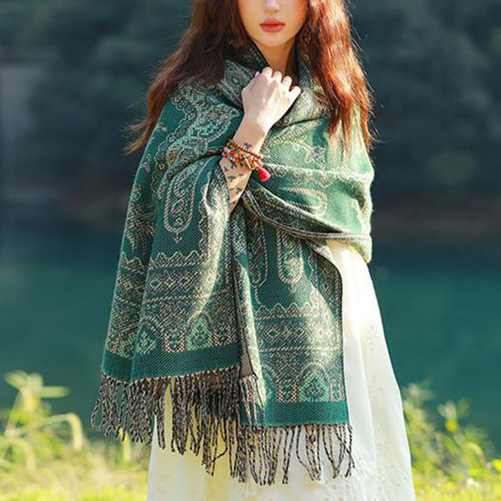 Buddha Stones Vintage Tibetan Leaves Pattern Design Shawl Cozy Travel Scarf Wrap - image 23