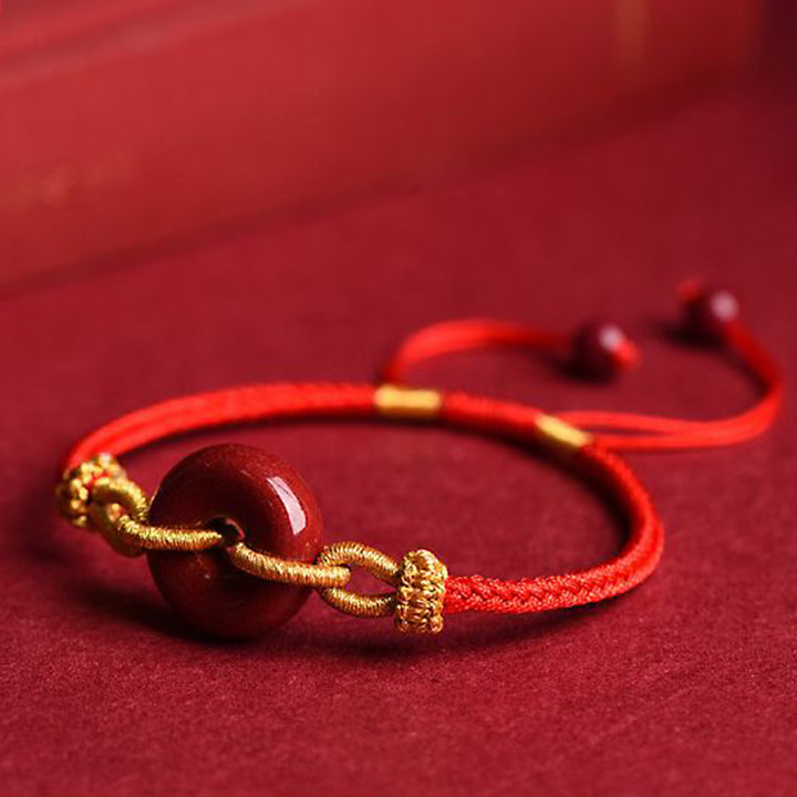 Buddha Stones Handcrafted Cinnabar Peace Buckle Pattern Concentration Braided Bracelet - image 10