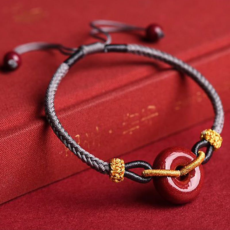 Buddha Stones Handcrafted Cinnabar Peace Buckle Pattern Concentration Braided Bracelet - image 16
