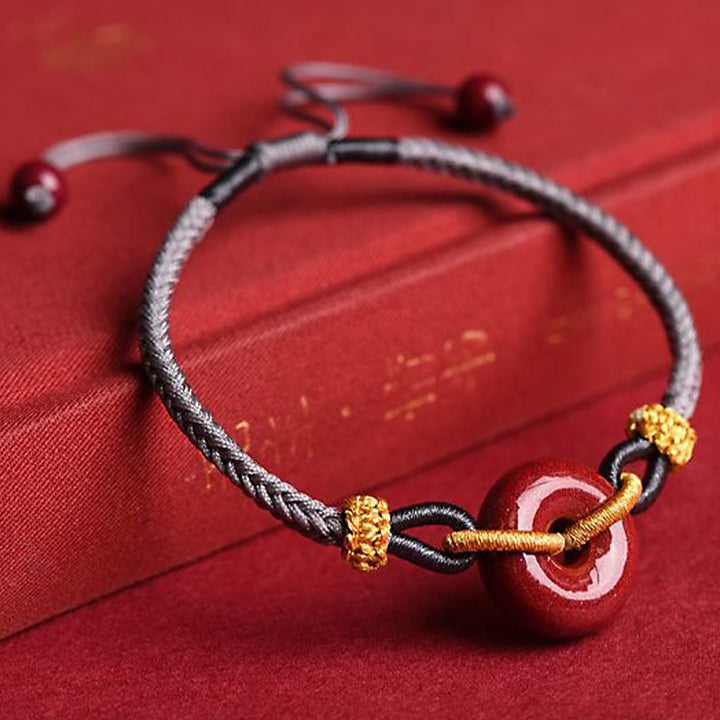 Buddha Stones Handcrafted Cinnabar Peace Buckle Pattern Concentration Braided Bracelet - image 16