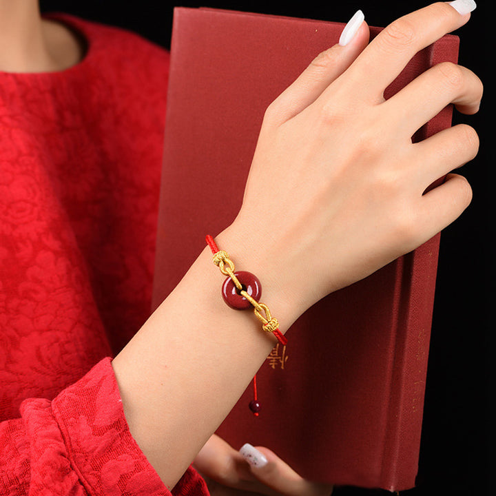 Buddha Stones Handcrafted Cinnabar Peace Buckle Pattern Concentration Braided Bracelet - image 11