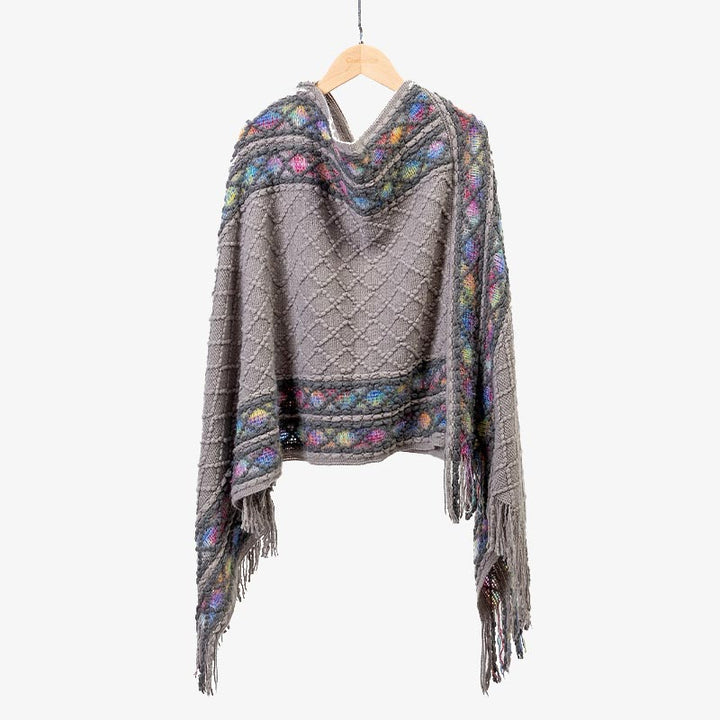 Buddha Stones Tibetan Colorful Striped Rhombus Pattern Shawl Tassels Pullover Winter Cozy Travel Scarf Wrap - Gray 150cm*55cm - image 21
