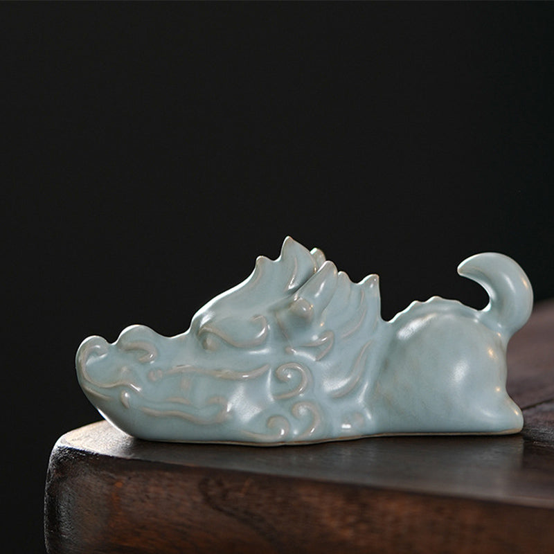 Buddha Stones Year Of The Dragon Luck Ceramic Tea Pet Home Figurine Decoration - One Dragon Tea Pet 10.2*4.5cm - image 4