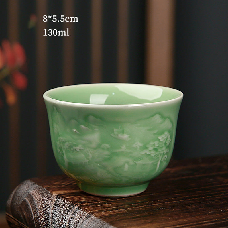 Buddha Stones Trees Pavilion Mountains Rivers Pine Ceramic Teacup Kung Fu Tea Cup - Mountains And Rivers 8cm*5.5cm*130ml - image 12