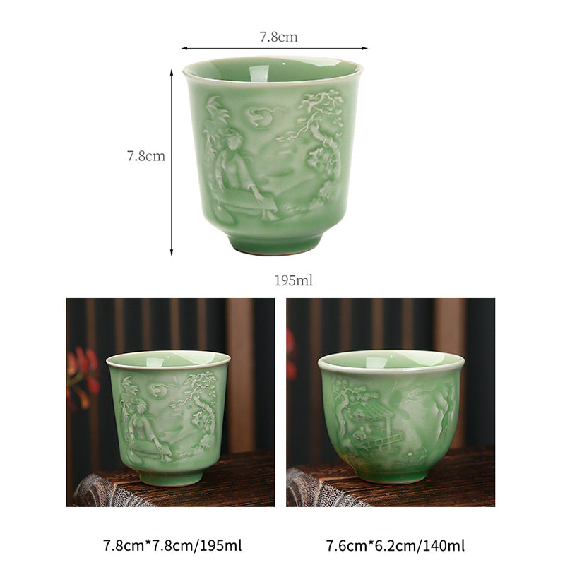 Buddha Stones Trees Pavilion Mountains Rivers Pine Ceramic Teacup Kung Fu Tea Cup - image 14