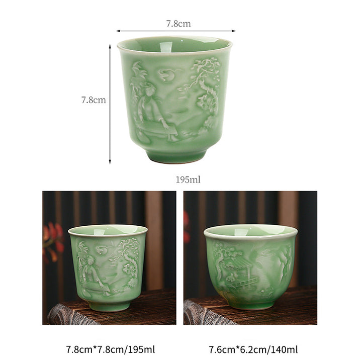 Buddha Stones Trees Pavilion Mountains Rivers Pine Ceramic Teacup Kung Fu Tea Cup - image 14