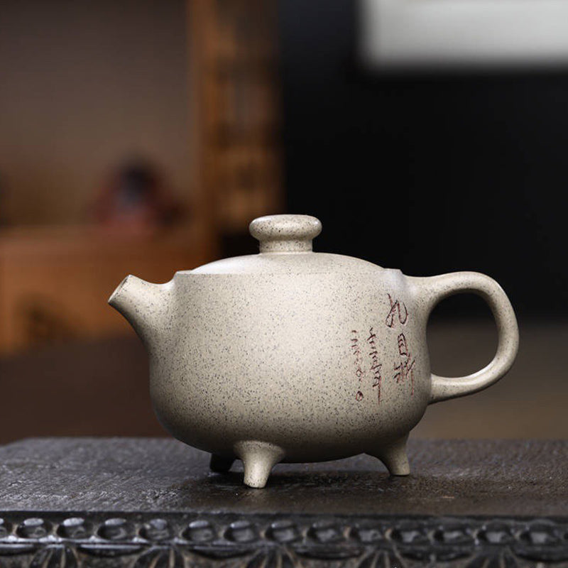 Buddha Stones Yixing Semi-handmade Beige Purple Clay Kung Fu Teapot 200ml - 12.5cm*6cm*200ml - image 0