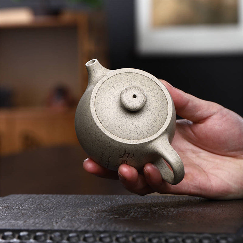 Buddha Stones Yixing Semi-handmade Beige Purple Clay Kung Fu Teapot 200ml - image 2