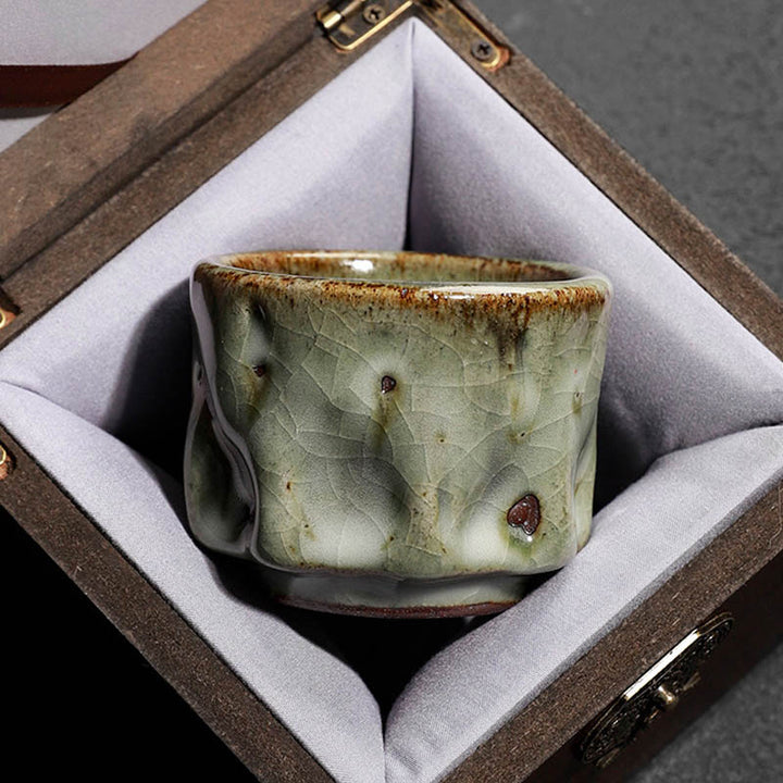 Buddha Stones Handcrafted Simple Cracked Ice Texture Chinese Jianzhan Ceramic Teacup Kung Fu Tea Cup - 7.5cm*6cm*100ml With Gift Box - image 13