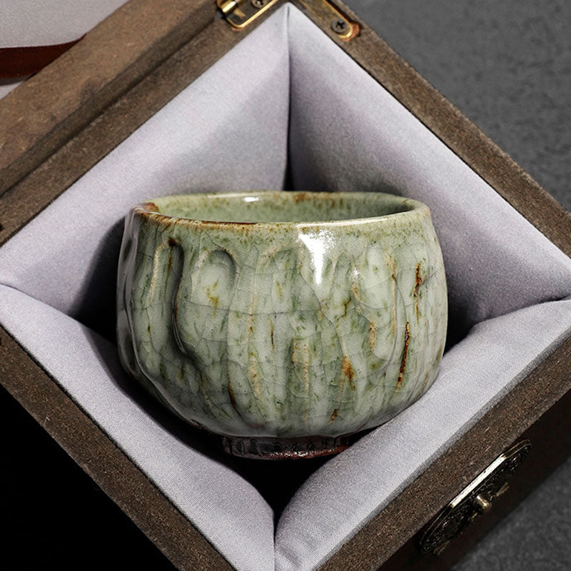 Buddha Stones Handcrafted Simple Cracked Ice Texture Chinese Jianzhan Ceramic Teacup Kung Fu Tea Cup - 8cm*6cm*110ml With Gift Box - image 15