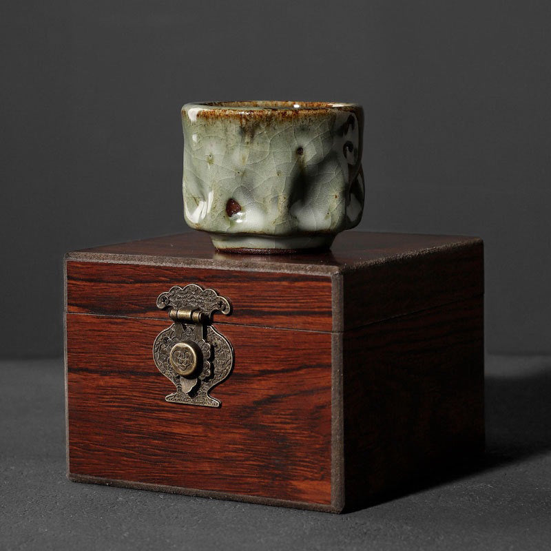 Buddha Stones Handcrafted Simple Cracked Ice Texture Chinese Jianzhan Ceramic Teacup Kung Fu Tea Cup - image 9