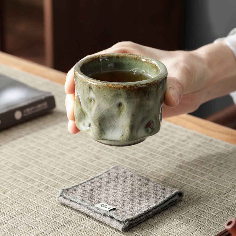 Buddha Stones Handcrafted Simple Cracked Ice Texture Chinese Jianzhan Ceramic Teacup Kung Fu Tea Cup - image 4
