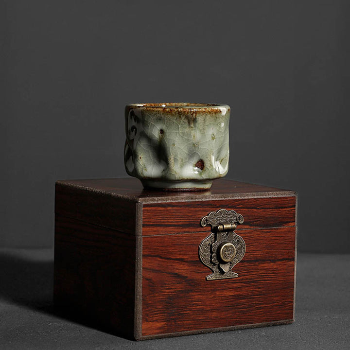 Buddha Stones Handcrafted Simple Cracked Ice Texture Chinese Jianzhan Ceramic Teacup Kung Fu Tea Cup - image 10