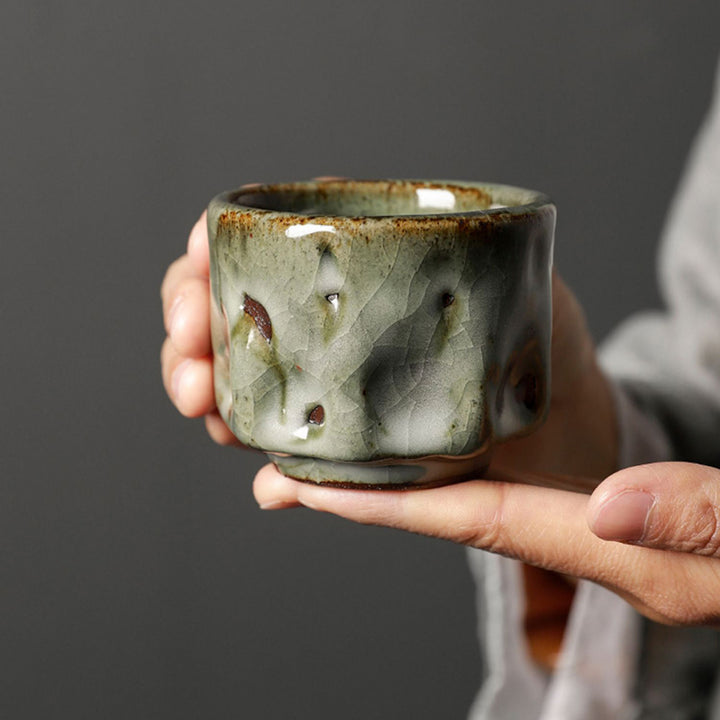 Buddha Stones Handcrafted Simple Cracked Ice Texture Chinese Jianzhan Ceramic Teacup Kung Fu Tea Cup - image 3