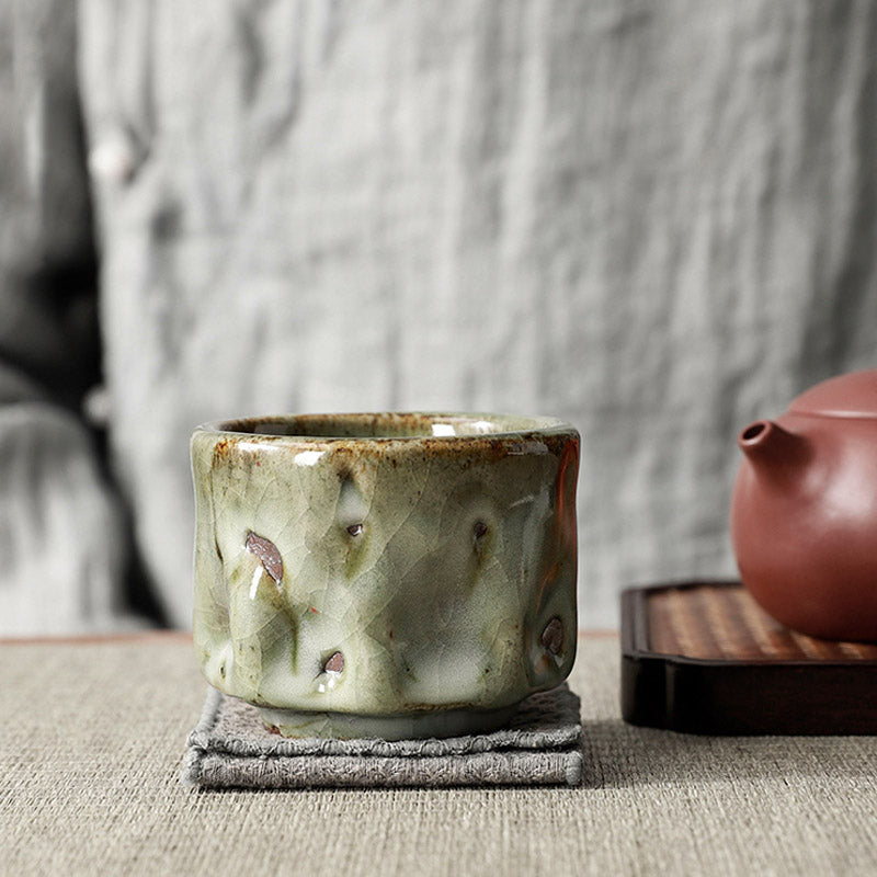 Buddha Stones Handcrafted Simple Cracked Ice Texture Chinese Jianzhan Ceramic Teacup Kung Fu Tea Cup - image 2