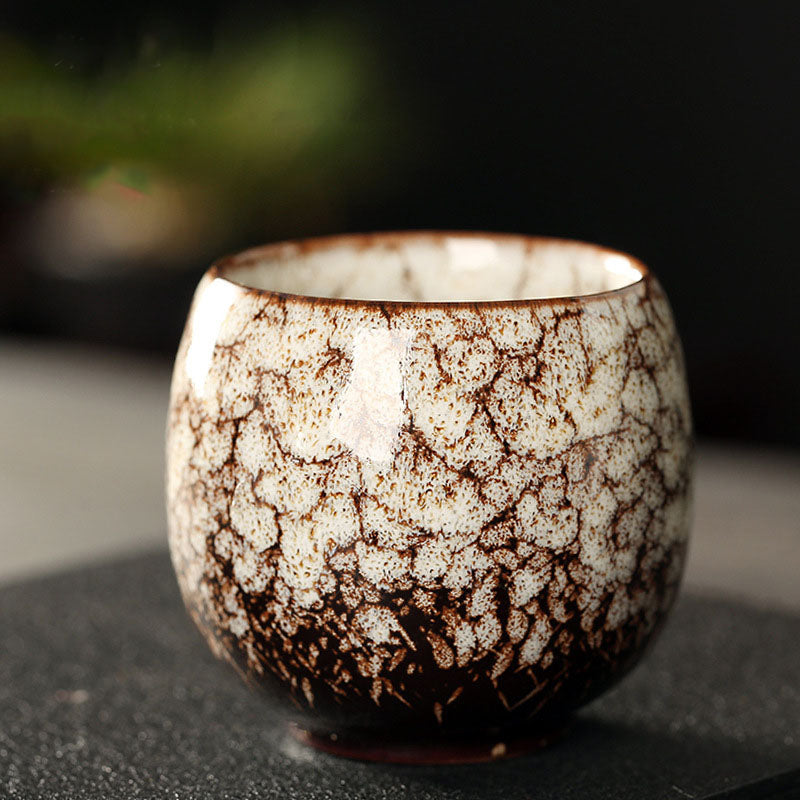 Buddha Stones Simple Multicolored Kiln Change Chinese Jianzhan Ceramic Teacup Kung Fu Tea Cup 110ml - Beige 6.5cm*6cm*110ml - image 13