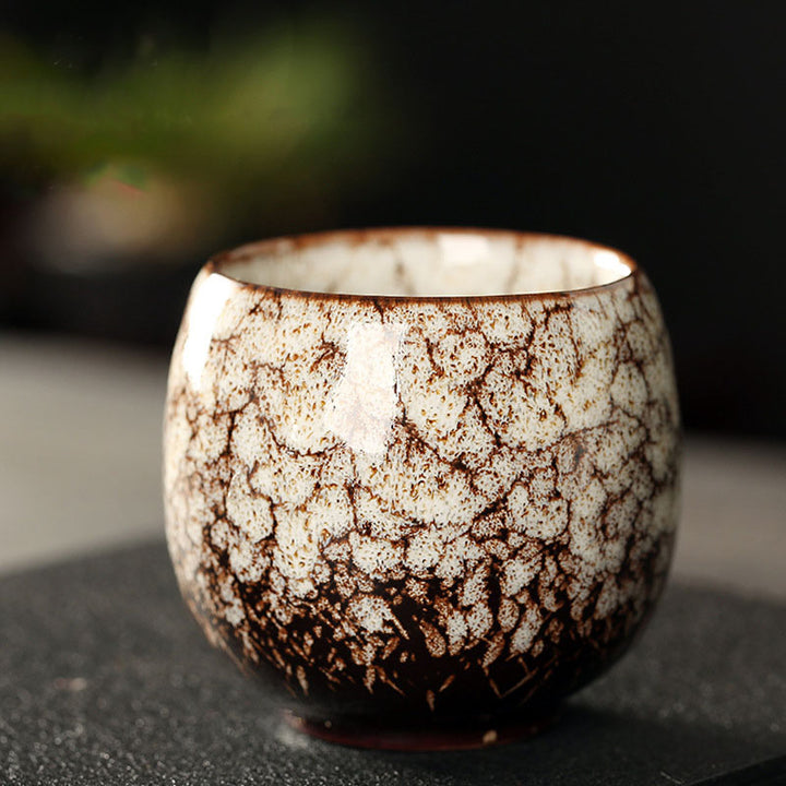 Buddha Stones Simple Multicolored Kiln Change Chinese Jianzhan Ceramic Teacup Kung Fu Tea Cup 110ml - Beige 6.5cm*6cm*110ml - image 13