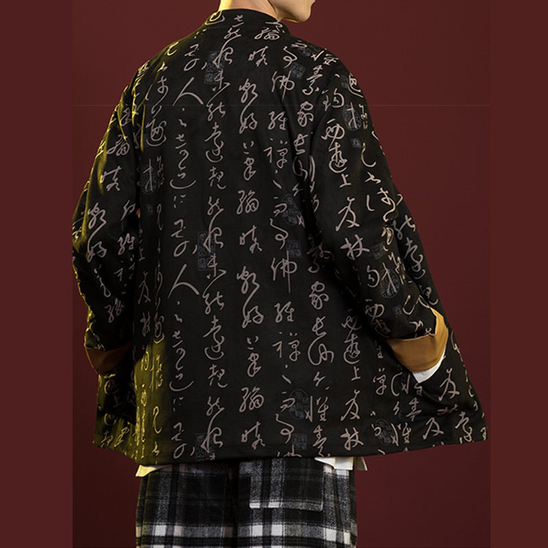 Buddha Stones Chinese Calligraphy Clothing Jacket Coat Tang Suit Men Clothing - image 3
