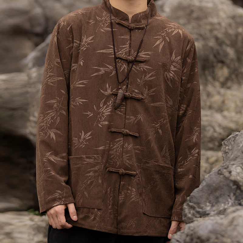Buddha Stones Bamboo Leaves Clothing Chinese Tang Suit Jacket Coat Men Clothing - image 15
