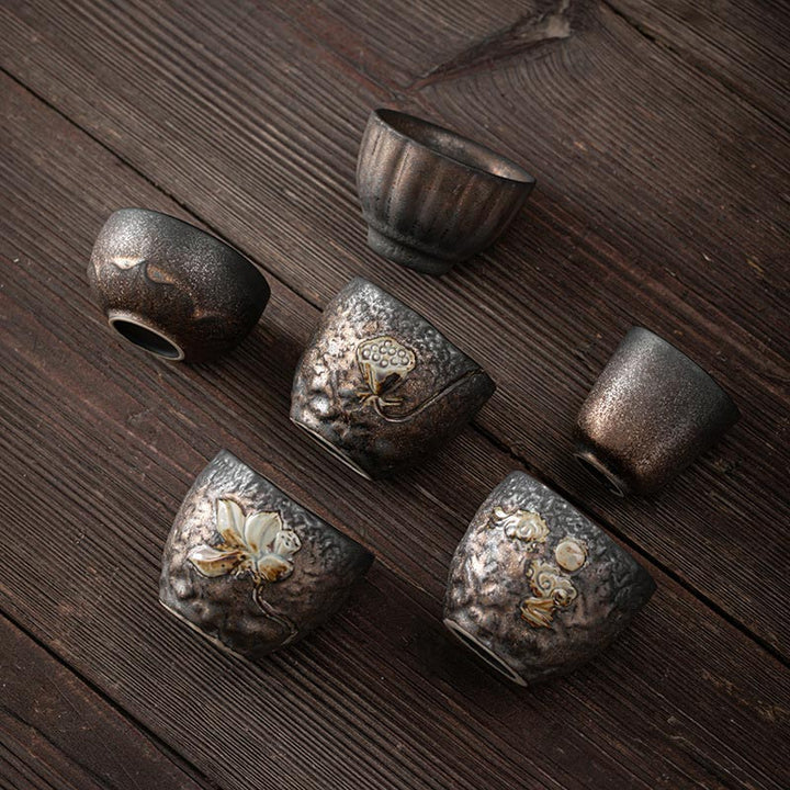 Buddha Stones Lotus Pod Leaf Flower Auspicious Clouds Ceramic Teacup Kung Fu Tea Cup - image 19