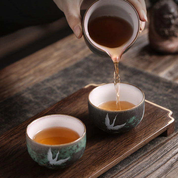 Buddha Stones Auspicious Crane Ceramic Teacup Kung Fu Tea Cup Bowl - image 7