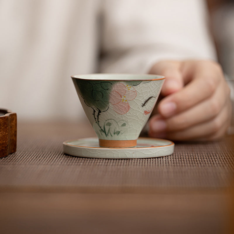Buddha Stones Persimmon Boat Koi Fish Lotus Ceramic Teacup Kung Fu Tea Cup 50ml - image 10