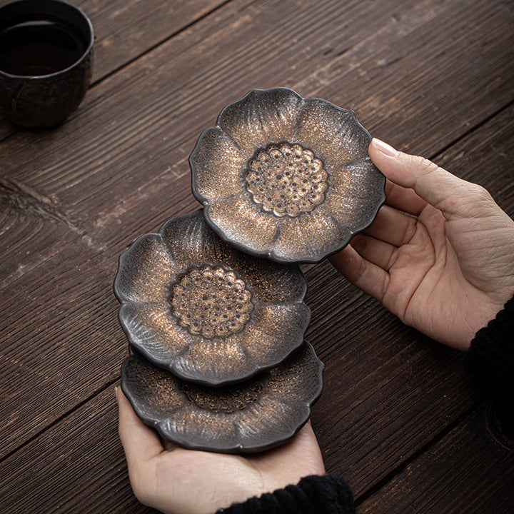 Buddha Stones Vintage Lotus Flower Ceramic Cup Mat Pad Tea Cup Coaster Kung Fu Tea Mat - image 0