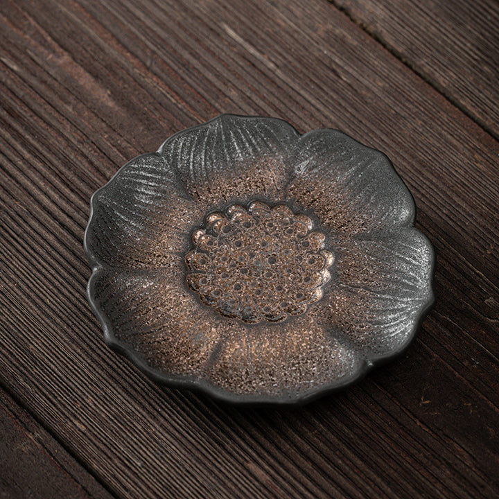 Buddha Stones Vintage Lotus Flower Ceramic Cup Mat Pad Tea Cup Coaster Kung Fu Tea Mat - image 11