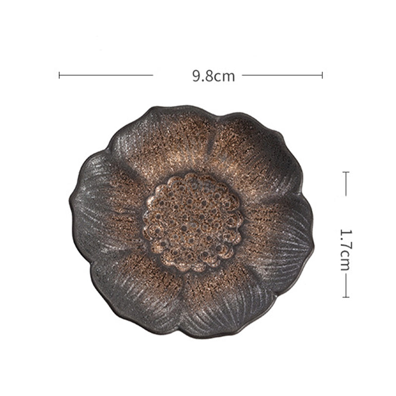 Buddha Stones Vintage Lotus Flower Ceramic Cup Mat Pad Tea Cup Coaster Kung Fu Tea Mat - image 12