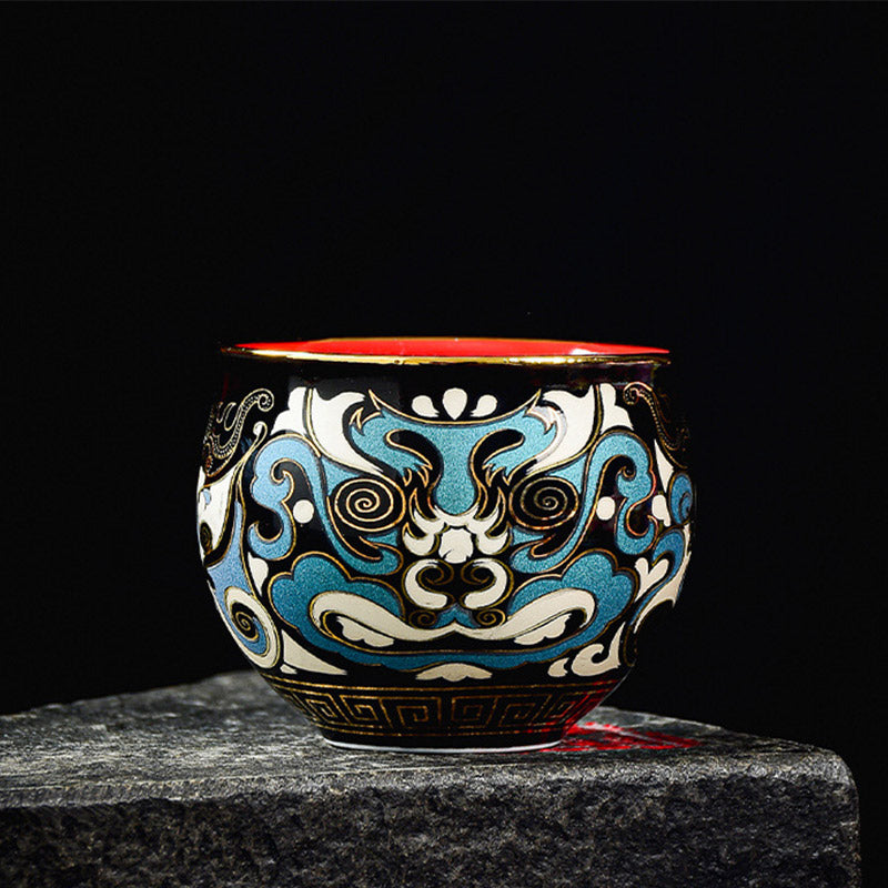 Buddha Stones Peking Opera Mask Pattern Ceramic Gaiwan Sancai Teacup Kung Fu Tea Cup And Saucer With Lid Teapot - Cup 6.2cm*5cm*65ml - image 9